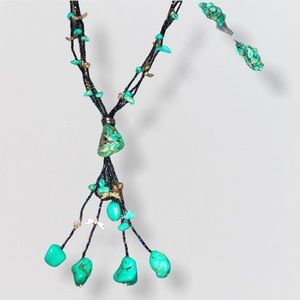 Turquoise Dragonfly Necklace and Earrings Boho LOT